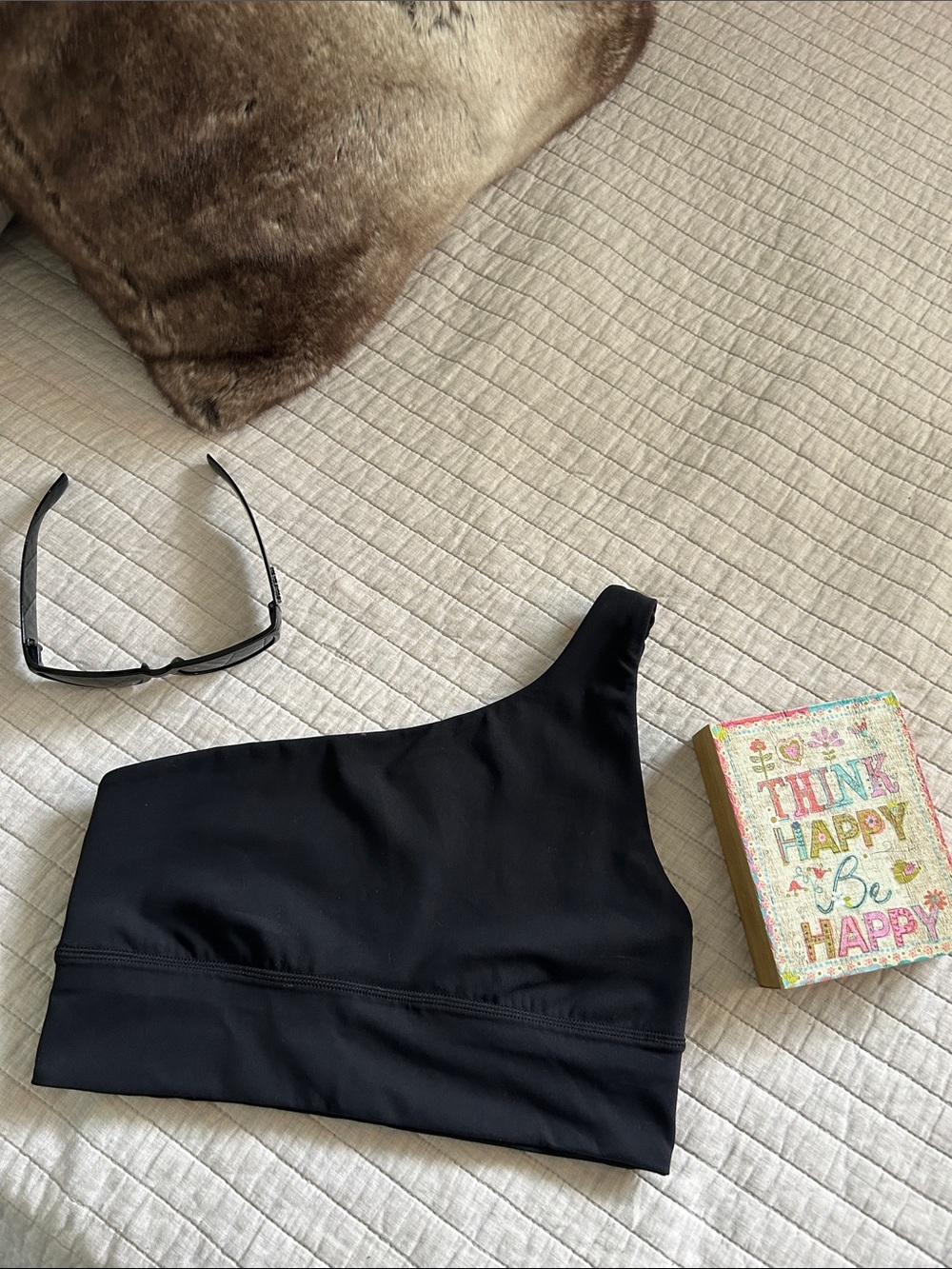 Lululemon asymmetrical Aline black one shoulder sport bra 8 women’s
